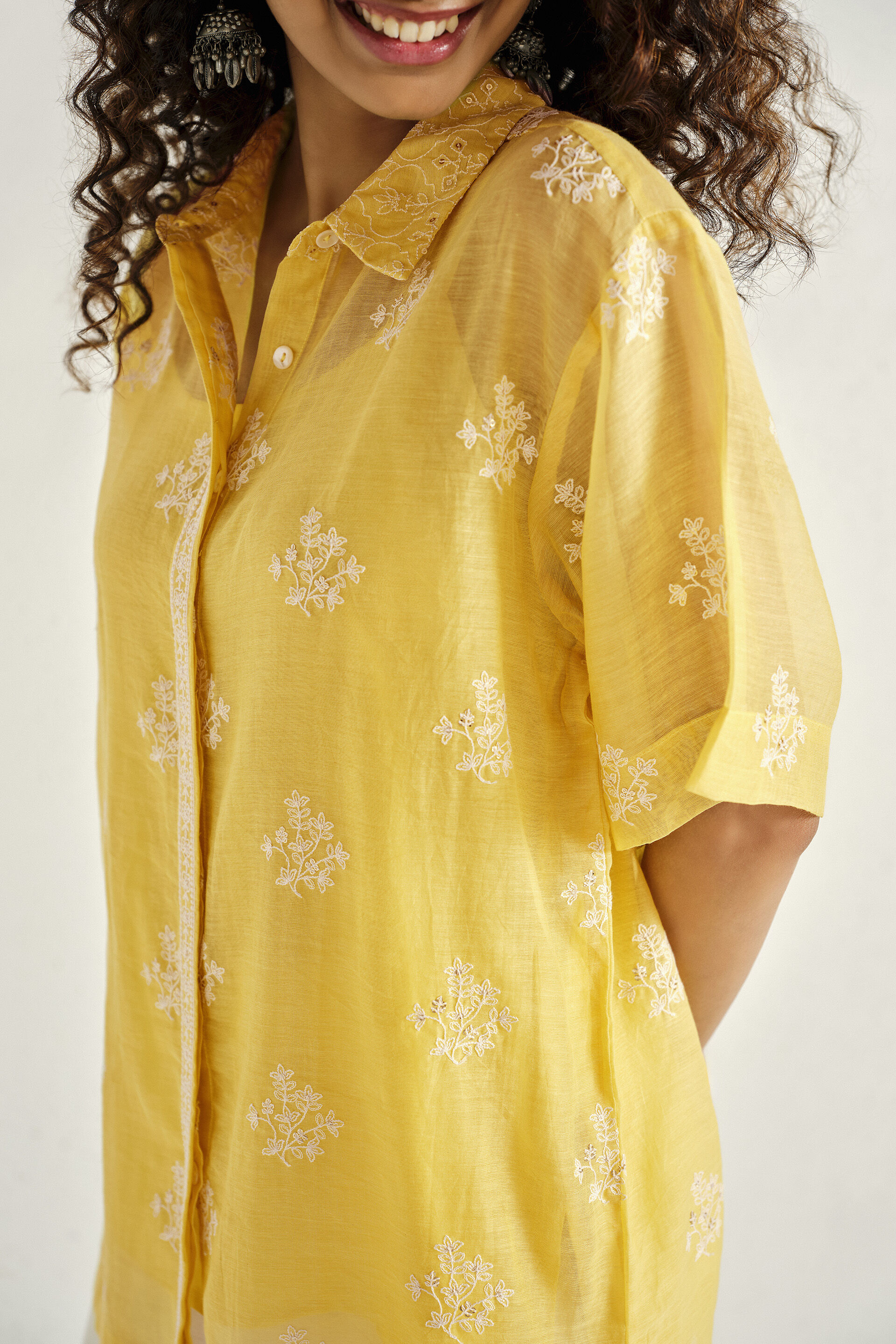 Lemon Meadow Embroidered Top, Yellow, image 4